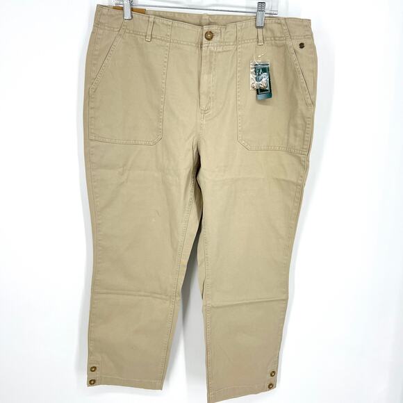 L.L. Bean Pants - L.L. Bean Cotton Spandex Cropped Khaki Tan Pants Size 16 NWT